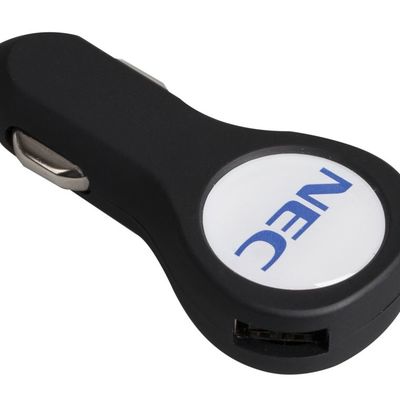 Автомобильное зарядное устройство с подсветкой Logocharger Slim, черное