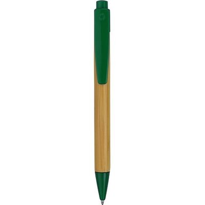 Ручка шариковая Borneo из бамбука, зеленый, черные чернила