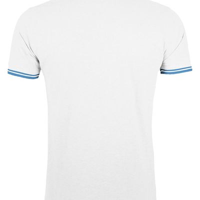 Рубашка поло мужская Pasadena Men 200 с контрастной отделкой, белая с голубым