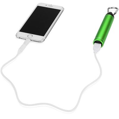 Портативное зарядное устройство Марс с карабином, 2600 mAh, зеленый