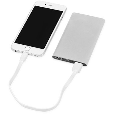 Портативное зарядное устройство Мун с 2-мя USB-портами, 4400 mAh, серебристый