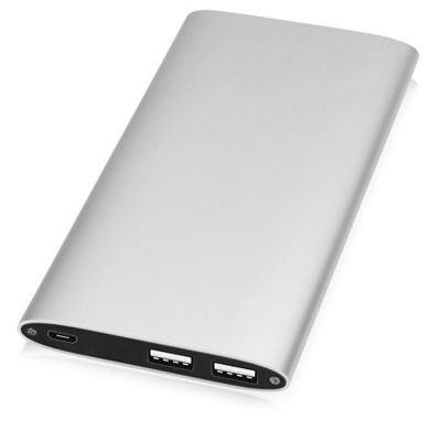 Портативное зарядное устройство Джет с 2-мя USB-портами, 8000 mAh, серебристый