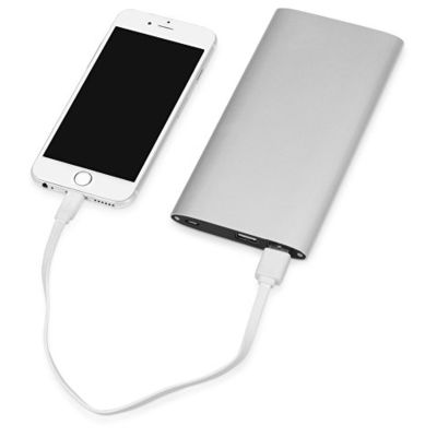 Портативное зарядное устройство Джет с 2-мя USB-портами, 8000 mAh, серебристый