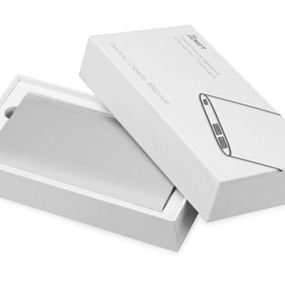 Портативное зарядное устройство Джет с 2-мя USB-портами, 8000 mAh, серебристый