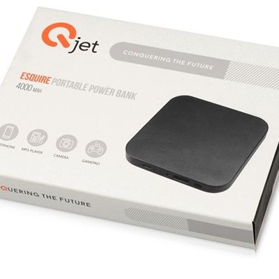 Портативное зарядное устройство на 4000 mAh с литий-полимерной батареей в компактном корпусе из металла, черный