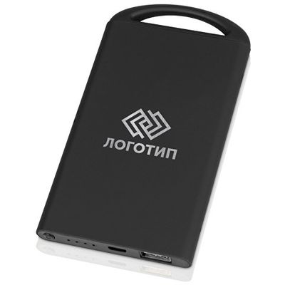 Портативное зарядное устройство Shine с зеркальной гравировкой, 4000 mAh, черный