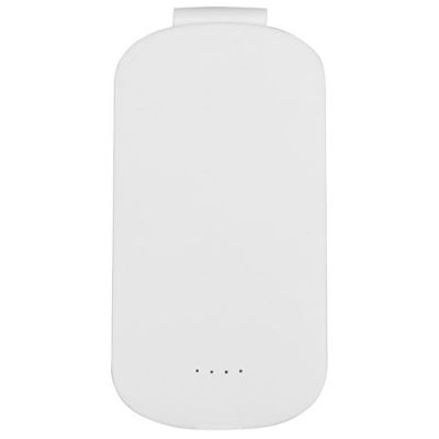 Портативное зарядное устройство Pin на 4000 mAh с большой площадью нанесения и клипом для крепления к одежде или сумке, белый