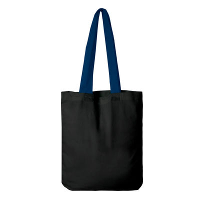 Сумка START, черный с синими ручками,  100% х/б, 220 г/м2