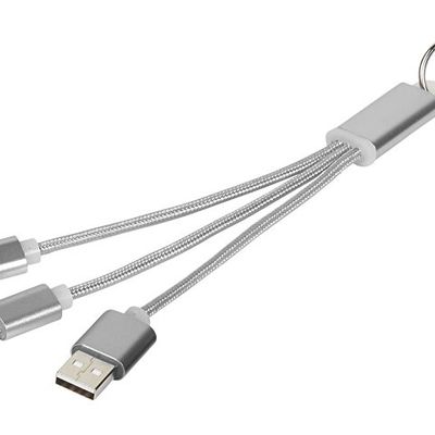 Кабель для зарядки Metal 3-в-1 с брелоком, серый