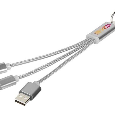 Кабель для зарядки Metal 3-в-1 с брелоком, серый