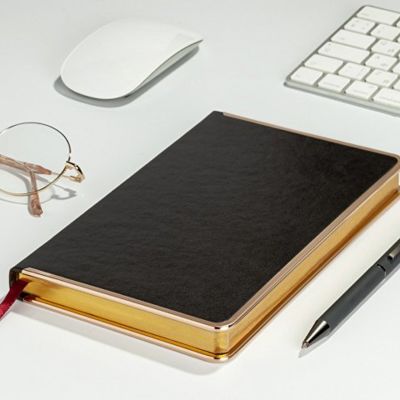 Ежедневник А5 недатированный Chelsea, серый (золотистый кант и срез)