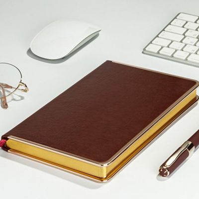 Ежедневник А5 недатированный Chelsea, коричневый (золотистый кант и срез)