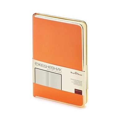 Ежедневник А5 недатированный Chelsea, оранжевый (золотистый кант и срез)