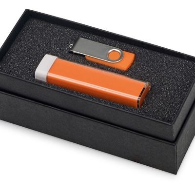 Подарочный набор Flashbank с флешкой и зарядным устройством, оранжевый