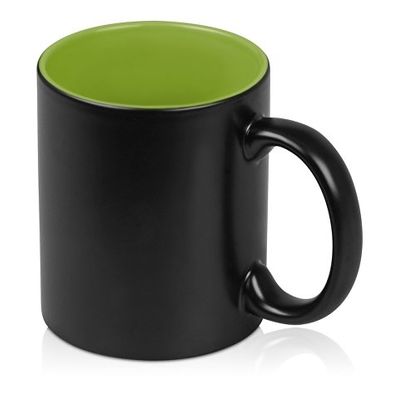Кружка с покрытием для гравировки Subcolor BLK, черный/зеленое яблоко