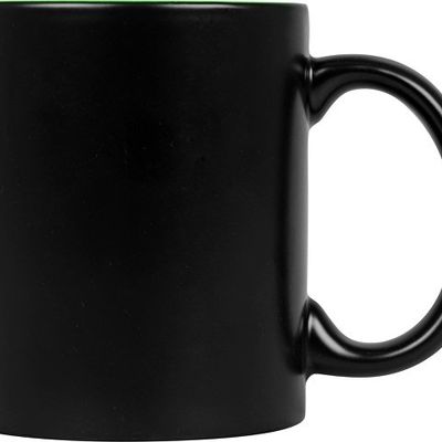Кружка с покрытием для гравировки Subcolor BLK, черный/зеленое яблоко