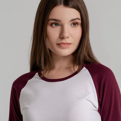 Футболка женская с длинным рукавом Milky Lsl, белая с бордовым