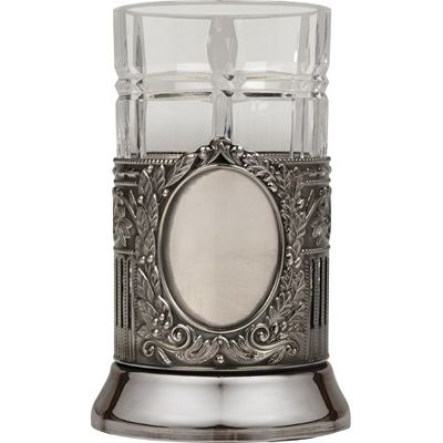 Подстаканник с хрустальным стаканом Базовый-М, серебристый/прозрачный