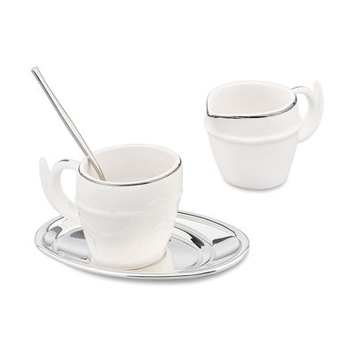 Набор кофейный "Ricciolo", на 2 персоны, цвет белый с серебром