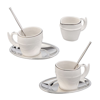 Набор кофейный "Ricciolo", на 2 персоны, цвет белый с серебром