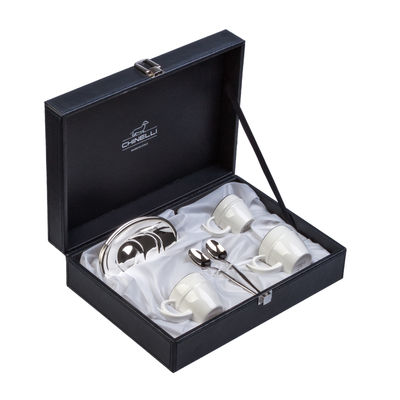 Набор кофейный "Ricciolo", на 2 персоны, цвет белый с серебром