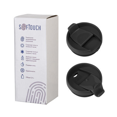 Термостакан "Монтана" 400 мл, покрытие soft touch, цвет черный