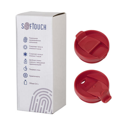 Термостакан "Монтана" 400 мл, покрытие soft touch, цвет красный