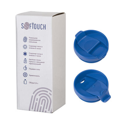 Термостакан "Монтана" 400 мл, покрытие soft touch, цвет синий