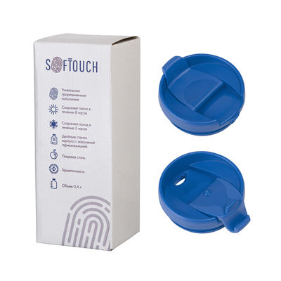 Термостакан "Монтана" 400 мл, покрытие soft touch, цвет синий