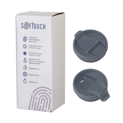 Термостакан "Монтана" 400 мл, покрытие soft touch, цвет серый
