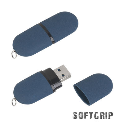 Флеш-карта "Камень" с покрытием soft grip в футляре, объем памяти 16GB, цвет темно-синий