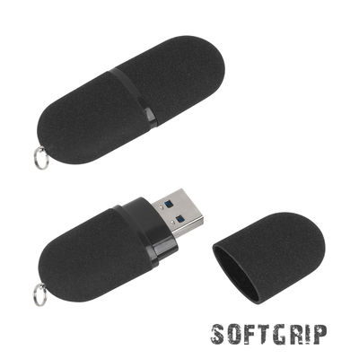 Флеш-карта "Камень" с покрытием soft grip в футляре, объем памяти 16GB, цвет черный