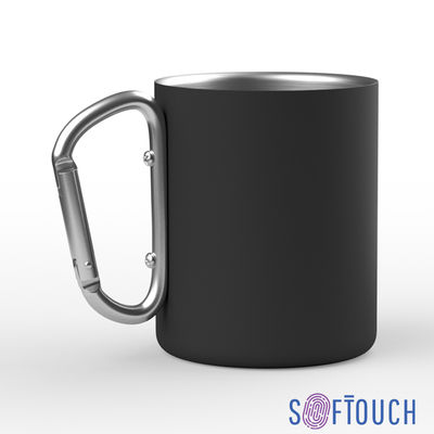 Кружка с карабином "Юта", покрытие soft touch, 0,3 л., цвет черный