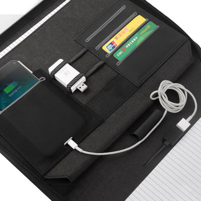 Папка А4 с беспроводным зарядным устройством 5000 mAh и блокнотом, цвет черный