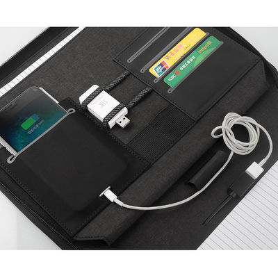 Папка А4 с беспроводным зарядным устройством 5000 mAh и блокнотом, цвет черный
