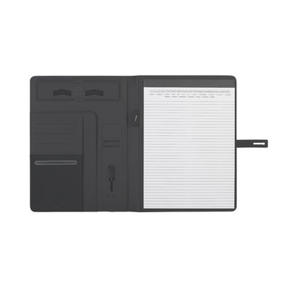 Папка А4 с зарядным устройством 4000 mAh и блокнотом, цвет черный