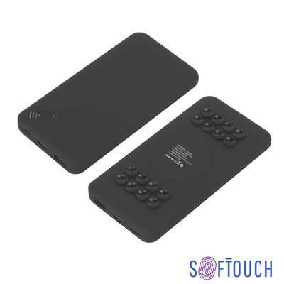 Беспроводное зарядное устройство "Ten SOFTTOUCH", 10000 mAh, цвет черный