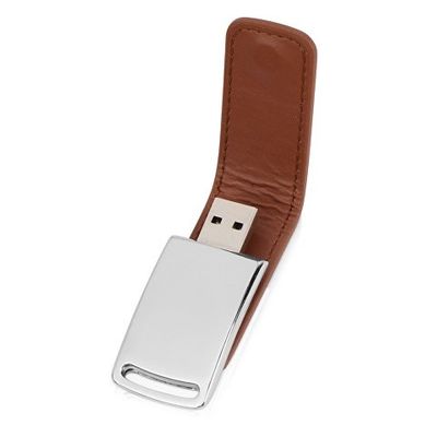 Флеш-карта USB 2.0 16 Gb с магнитным замком Vigo, светло-коричневый/серебристый