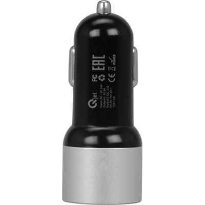Адаптер автомобильный USB с функцией быстрой зарядки QC 3.0 TraffIQ, черный/серебристый