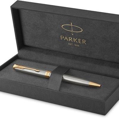 Ручка шариковая Parker Sonnet Core Stainless Steel GT, серебристый/золотистый