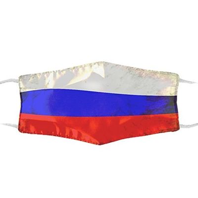 Маска для лица многоразовая с полноцветной запечаткой в крое, размер M-L, белый