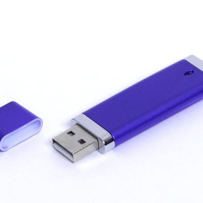 USB-флешка промо на 128 Гб прямоугольной классической формы, синий