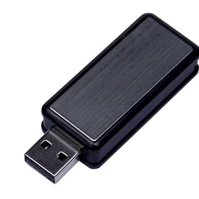 USB-флешка промо на 64 ГБ прямоугольной формы, выдвижной механизм, черный