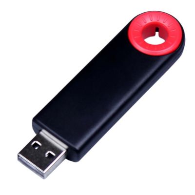 USB-флешка промо на 16 Гб прямоугольной формы, выдвижной механизм, красный