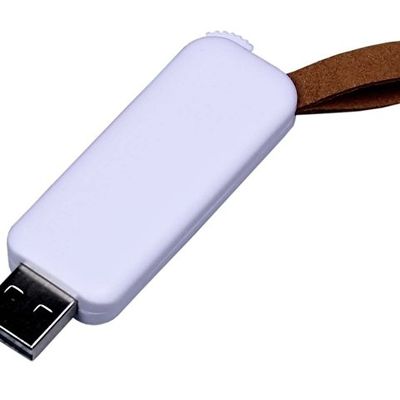 USB-флешка промо на 4 Гб прямоугольной формы, выдвижной механизм, белый