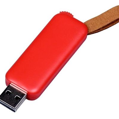 USB-флешка промо на 4 Гб прямоугольной формы, выдвижной механизм, красный