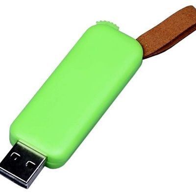 USB-флешка промо на 64 Гб прямоугольной формы, выдвижной механизм, зеленый