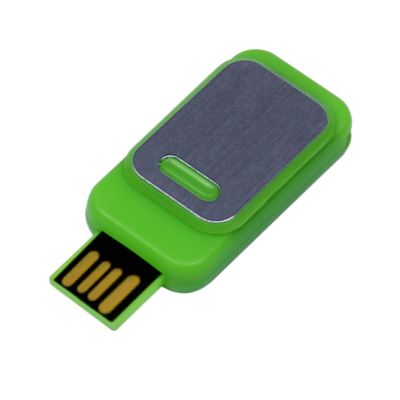 USB-флешка промо на 64 ГБ прямоугольной формы, выдвижной механизм, зеленый