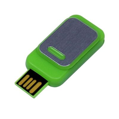 USB-флешка промо на 16 Гб прямоугольной формы, выдвижной механизм, зеленый