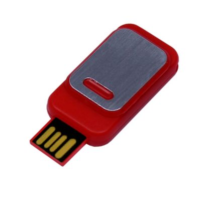 USB-флешка промо на 32 Гб прямоугольной формы, выдвижной механизм, красный